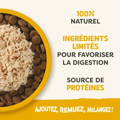 100 % naturel, ingrédients limités pour favoriser la digestion, source de protéines. Mode d’emploi : ajouter, remuer, mélanger. 100 % naturel, ingrédients limités pour favoriser la digestion, source de protéines. Mode d’emploi : ajouter, remuer, mélanger.