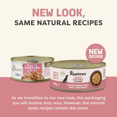 Applaws Taste Toppers в бульоне, новый дизайн. Упаковка может отличаться, рецепты остаются прежними. Куриная грудка с ветчиной и овощами, 156 г.