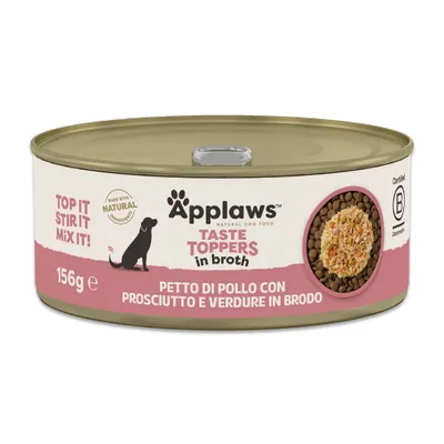 Applaws Taste Toppers Natural in Brodo 12 x 156 g - Pollo con Prosciutto