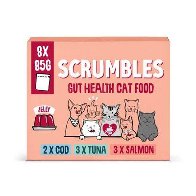 Scrumbles Gut Health Cat Food Pouches Fish in Jelly Selection Saver Pack: 16 x 85g