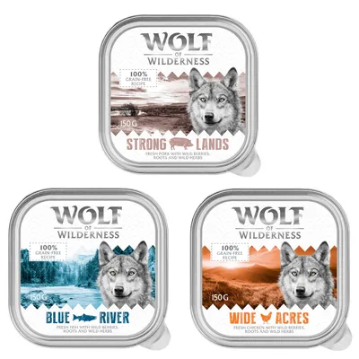 Mix-Pakete Wolf of Wilderness Adult - 6 x 150 g Schale: Huhn, Fisch, Schwein