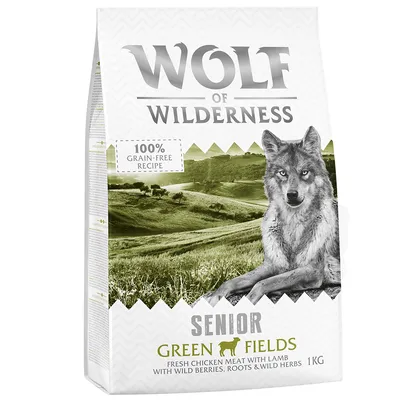 Wolf of Wilderness Senior Green Fields, 1 кг. Рецепт со свежим куриным мясом и ягненком, лесные ягоды, коренья и травы. 100% без зерна.