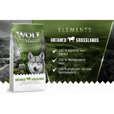 Wolf of Wilderness Monoprotein "Untamed Grasslands" hest – uten korn 