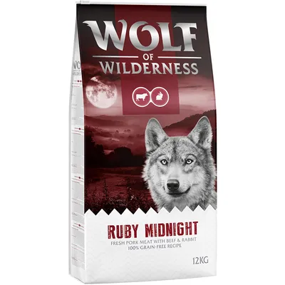 Wolf of Wilderness Ruby Midnight, свежее свиное мясо с говядиной и кроликом, 100% беззерновой рецепт, 12 кг.