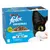 Felix Original Fish Selection in Jelly, 12 pack. Includes cod, salmon, white fish and plaice. No colourants. Product packaging shows food pieces in jelly.