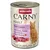 Animonda Carny Adult kalkon + lamm, 100 % färska ingredienser, spannmålsfri, Made in Germany. Med taurin och fågelsigill. Bild av katt och köttbitar.
