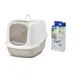 Savic Nestor Jumbo Covered Litter Tray XXL - Bundle: Mocha & White litter box + tray bags