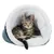 Cuddle cave with white plush lining, suitable for pets. Shown is a tabby cat inside the cave.