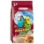 Versele-Laga Premium Prestige Budgies, enriched with VAM, fruits, Florastimul, chia, oystershells. 100% energy & vitality. Image of two budgies and visible seeds, fruit, oyster shell.