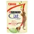 Purina Cat Chow Adult 1+ kattenvoer met zichtbaar rundvlees en aubergine, tekst in het Pools en Oekraïens, afbeelding van een kat en voer in saus onderaan de verpakking.