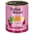Dolina Noteci Superfood Nassfutter mit Ente und Wachtel, Spinat, Kürbis und Birne. Rosa Dose mit Illustrationen von Zutaten und Tieren.