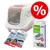 Savic kattenbak met filters, verpakking 'Bag it Up litter tray bags maxi 55 x 43 cm' (12 stuks) en kortingssymbool zichtbaar. Flamingo decoratie op de kattenbak.