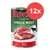 Rocco Single Meat Rind, 400g Dose, 12x Packung. Fleischabbildung und Symbol einer Kuh sichtbar.