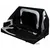 Opvouwbare zwarte en grijze transportbox van textiel met gaasvensters, opengeklapt getoond. Geschikt voor vervoer of verblijf van huisdieren. Geen merknaam zichtbaar.