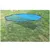 Recinto ao ar livre octogonal de metal com proteção solar azul, adequado para uso no jardim.
