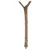 Natural wood perch with Y-shape and metal attachment, suitable for cage mounting.