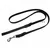 Black leather dog lead with braided design and metal carabiner hook.