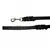 Black dog lead with braided design and silver carabiner, suitable for attaching to a collar.
