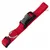 Rotes Halsband aus Nylon mit schwarzer Kunststoffschnalle und silbernem Metallring.
