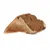 Horn-shaped chew treat filled with a brown, crumbly filling, shown in close-up to display texture and contents.
