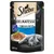 Sheba Delikatesse in Gelee mit Thunfisch, MSC-zertifiziert, 85 g. Verpackung zeigt graue Katze und serviertes Produkt auf Teller.