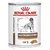 Консерва Royal Canin Veterinary Gastrointestinal Low Fat Loaf за кучета. Видими надписи: GASTROINTESTINAL, LOW FAT, LOAF. Изображение на куче и парчета храна.