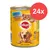 Pedigree Nassfutter in Pastete mit 3 Sorten Geflügel, 24x Dose, 100% Complete, für Hunde. Auf der Verpackung ist ein Hund abgebildet.