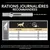 Tableau des rations journalières recommandées pour chiens selon poids (10 à 70 kg) et activité (<1h : 170–630 g, 1–3h : 195–720 g). Calculateur de ration personnalisée mentionné.