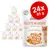 Brit Care Fillets in Gravy for Adult Cats, Choice Chicken, 24 x 85 g. Tekst: Antioxidants, enriched with Sea Buckthorn and Nasturtium. Billede af kat og foder på emballagen.