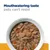 Bowl of wet pet food with meat chunks, peas, carrots and rice. Text reads: Mouthwatering taste pets can’t resist.