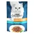 Purina Gourmet Perle, fijne reepjes in saus, met tonijn. Verpakking toont een witte langharige kater en geserveerde portie.