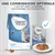 Croquettes et sachet Concept for Life Light pour chats, 3 kg, avec texte : une combinaison optimale, 1 sachet avec la ration quotidienne de croquettes. Assiette de nourriture humide visible.