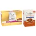 48x45 g gratis! 96 x 85 g Gourmet Gold + gratis 48x45 g Gourmet Soup Royal hrană umedă pisici - Gold 96 x 85 g Duo Delice Luxus Mix: vită și pui, rață și curcan, iepure și ficat, pește de mare în sos cu spanac + Soup Royale Selecție de pește 48 x 45 g