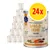 24x Sandelle Gans & Huhn + Karotte, alimento completo per gatti adulti, con olio d'oliva. Testo visibile: 'with goose & chicken + carrot', 'no added grain', '100% exquisite'.