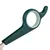 Green handle with finger hole and hook, part of a tool for precise handling.