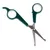 Green scissors with rounded stainless steel blades and ergonomic handles, suitable for precise cutting.