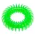 Groene kunststof ring met gekartelde binnenranden, geschikt als speelgoed of kauwartikel.