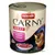 Blik Animonda Carny Adult kattenvoer, Multi-Fleisch-Cocktail Vlees Mix, met taurine. Afbeelding van kat en schaal vlees op het etiket.