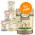 Lukullus Adult wet dog food pouches, visible flavours include Duck & Veal, Poultry & Lamb, Beef à la provençale. Large orange badge with white text: Try now! 300g packs shown.