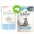 Twee verpakkingen Schesir kattenvoer: links 'Schesir Tonnetto in jelly', rechts 'Schesir Kitten Care 3–12 Tonnetto Tuna Thon' met afbeelding van kitten en groene pijl ertussen. Twee verpakkingen Schesir kattenvoer: links 'Schesir Tonnetto in jelly', rechts 'Schesir Kitten Care 3–12 Tonnetto Tuna Thon' met afbeelding van kitten en groene pijl ertussen.