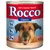 Rocco Classic 800 g blik, 100% frisches Fleisch, rund met seelachs. Tekst: ondersteunt goede vertering, glanzend vacht, kracht & energie. Tekst deels in het Duits.