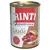 RINTI Kennerfleisch mit Lamm, getreidefrei. Afbeelding van stukjes vlees en orgaanvlees op het etiket. Rinti seit 1983 Original staat zichtbaar op de voorkant.