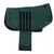 Green dog coat with black striped pattern and Velcro fastener, suitable for cold weather conditions.