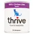 Кутия thrive 100% Chicken Liver Treats, Pure & Irresistible, 0% Nonsense. Силует на котка и лилава лента с надпис на английски. Видим текстът е само на английски. Кутия thrive 100% Chicken Liver Treats, Pure & Irresistible, 0% Nonsense. Силует на котка и лилава лента с надпис на английски. Видим текстът е само на английски.