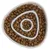 Triangular anti-gulping bowl with spiral-shaped indentations, filled with brown dry food pieces.