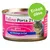 Feline Porta 21, Ergänzungsfuttermittel für Katzen, ganzes Thunfischfleisch mit Shrimps in Gel. Enkelt dåse. Billede af kat på emballagen.