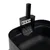 Black cat litter tray with matching litter scoop, attached to the edge of the tray.