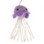 Juguete de ganchillo lila en forma de medusa con largos hilos blancos como tentáculos.
