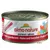 Lata de comida para animais Almo Nature Legend, texto visível: pet food + amore, Pollo e gamberetti, Huhn und Garnelen, Poulet et crevettes. Ilustração de gatos coloridos.