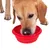 Red foldable silicone food bowl, suitable for travel.